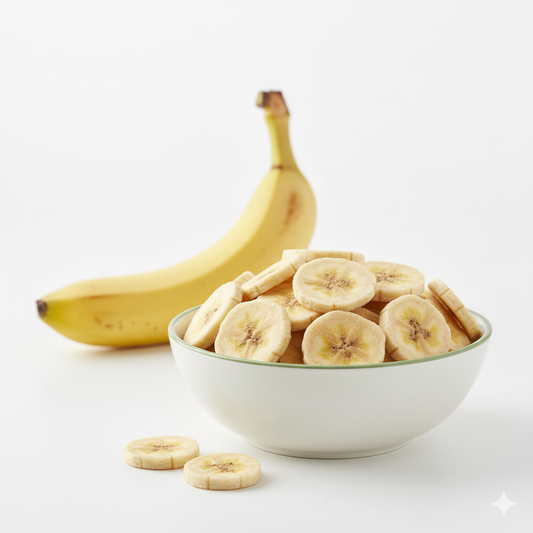 Untox freeze-dried banana training treats for dogs in a bowl
