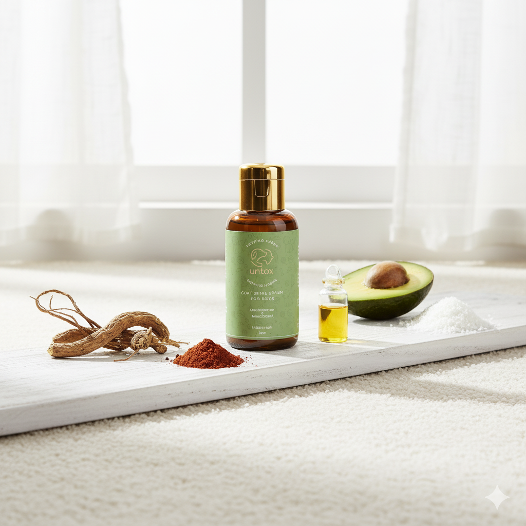 Coat Shine Serum -  Ashwagandha,  Manjishtha,  Avocado, Castor & Coconut Oil